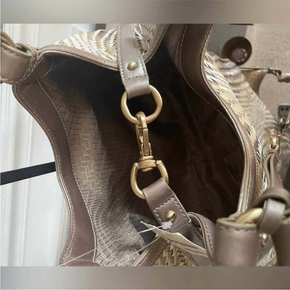 Cole Haan purse bag, satchel, metallic earthtones, new trending braided handles - Picture 6 of 14